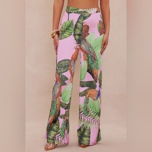 Fashion Nova Pink Floral Wide Leg Pants